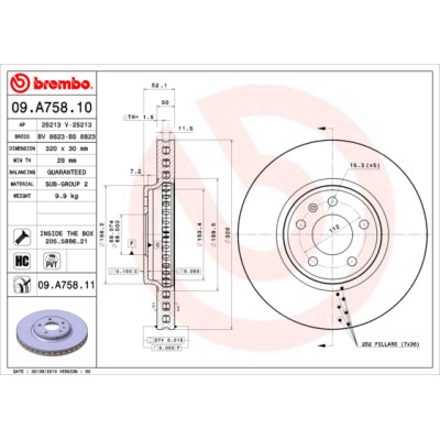 Гальмівний диск Brembo 09.A758.11 Вінниця - фото 1