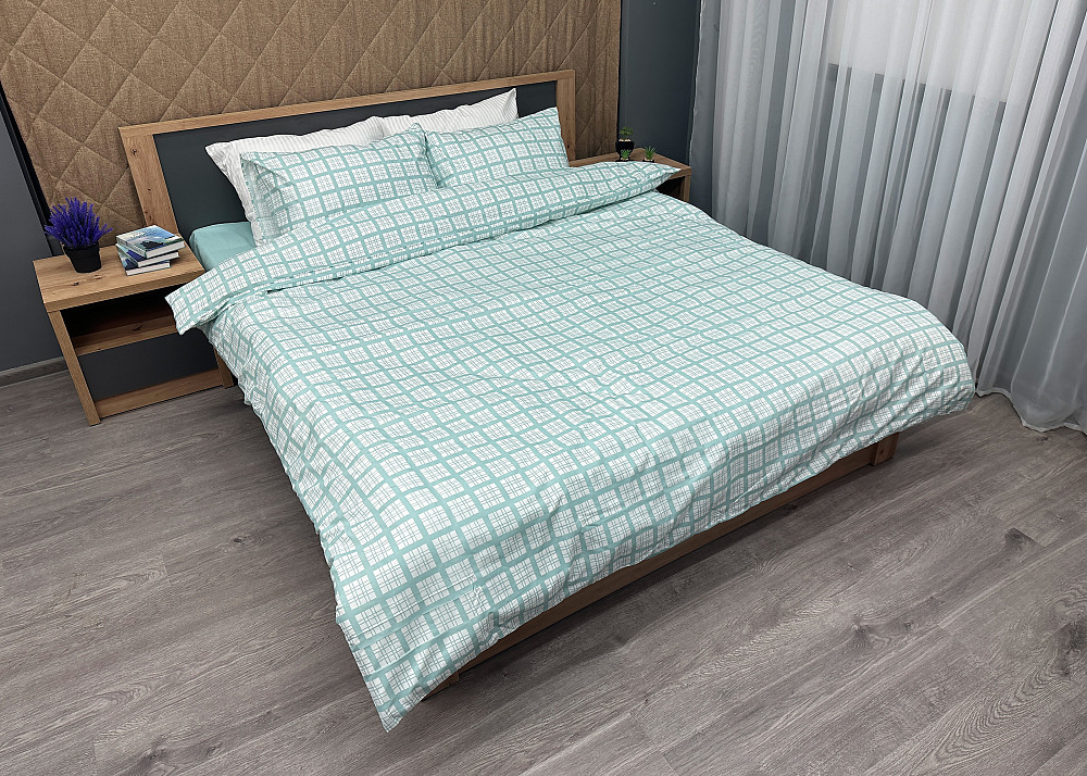 Комплект постельного белья, Decorator Bianca Евро 200х215 голубой с белым (88-023) Киев - изображение 2