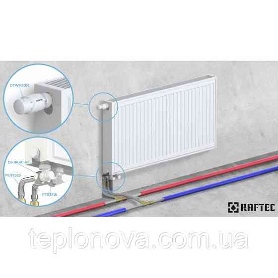 Узел нижнего подключения радиатора (50мм) с термоголовкой угловой Raftec DAHU11-W 1/2