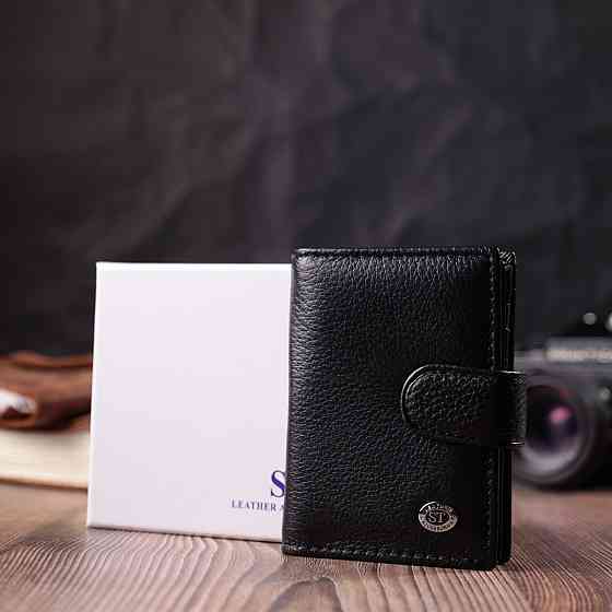 Надійна візитниця з натуральної шкіри Чорний (ST Leather) Київ