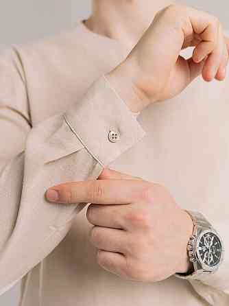 Мужская рубашка бежевая с длинным рукавом Pobedov Horizon Киев