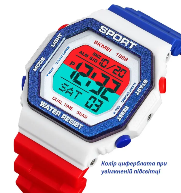 Чоловічий спортивний годинник Skmei 1988 (Червоно-біло-синій) Вінниця - фото 4