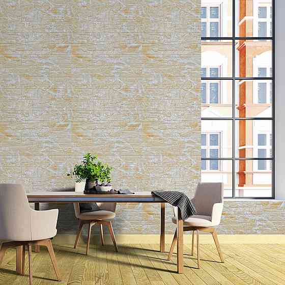 Самоклеящаяся декоративная 3D панель Камень бежевый рваный кирпич 700х770х3мм (157) SW-00000486 Днепр