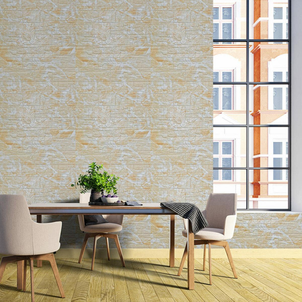 Самоклеящаяся декоративная 3D панель Камень бежевый рваный кирпич 700х770х3мм (157) SW-00000486 Днепр - изображение 5