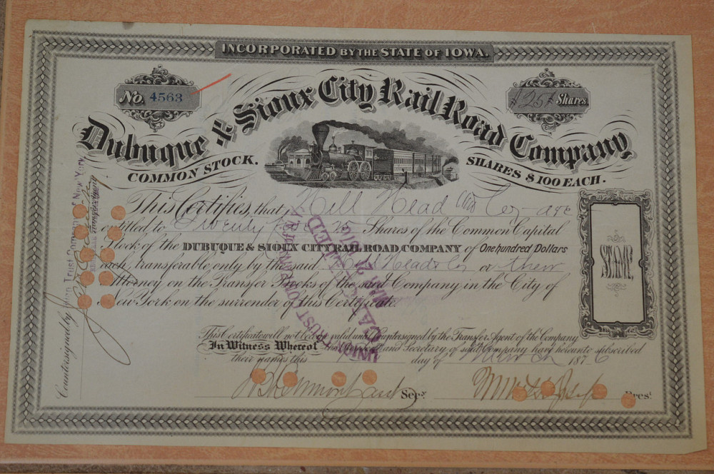 Акция. США. 1876 год №4563 (Б-3) Полтава - изображение 1