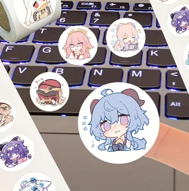 Набор наклеек Genshin Impact – 500 шт (14 дизайнов) мультяшных наклеек в рулоне Киев - изображение 10