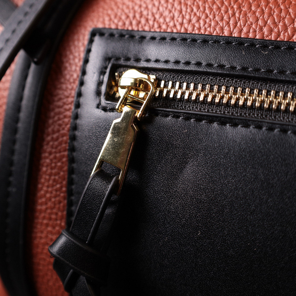 Містка двокольорова сумка жіноча з натуральної шкіри Vintage 22301 Коричнева Київ - фото 10