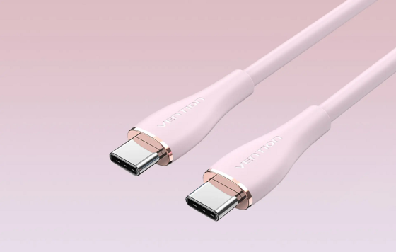 Кабель Vention USB 2.0 C "тато" - C "тато" 5A Cable 1M Pink Silicone Type TAWPF Одеса