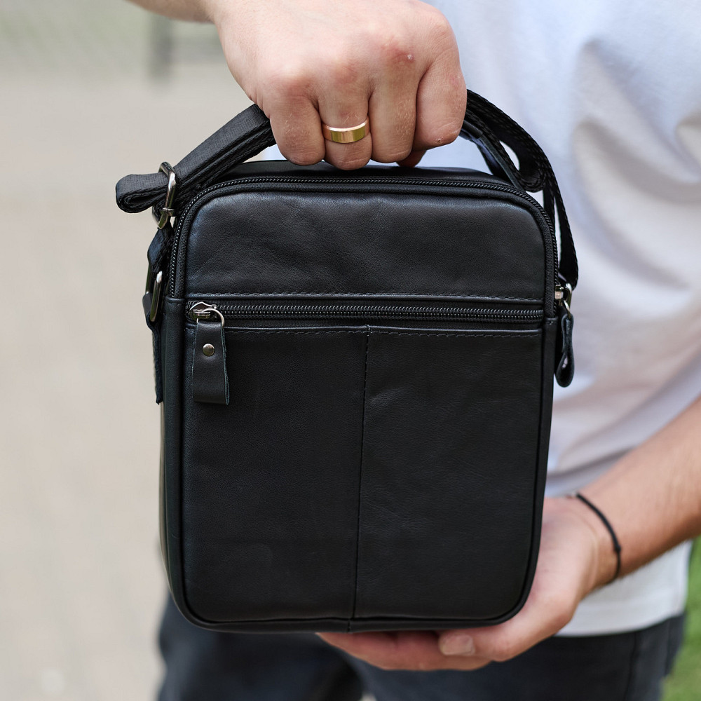 Чорна чоловіча шкіряна сумка-барсетка Київ - фото 9