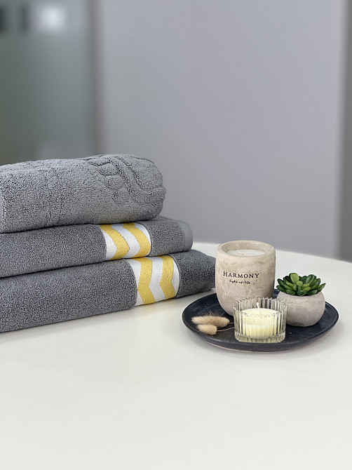 Комплект махровых полотенец с дизайном + коврик для ног Ideal Textile Сірий Черновцы - изображение 6