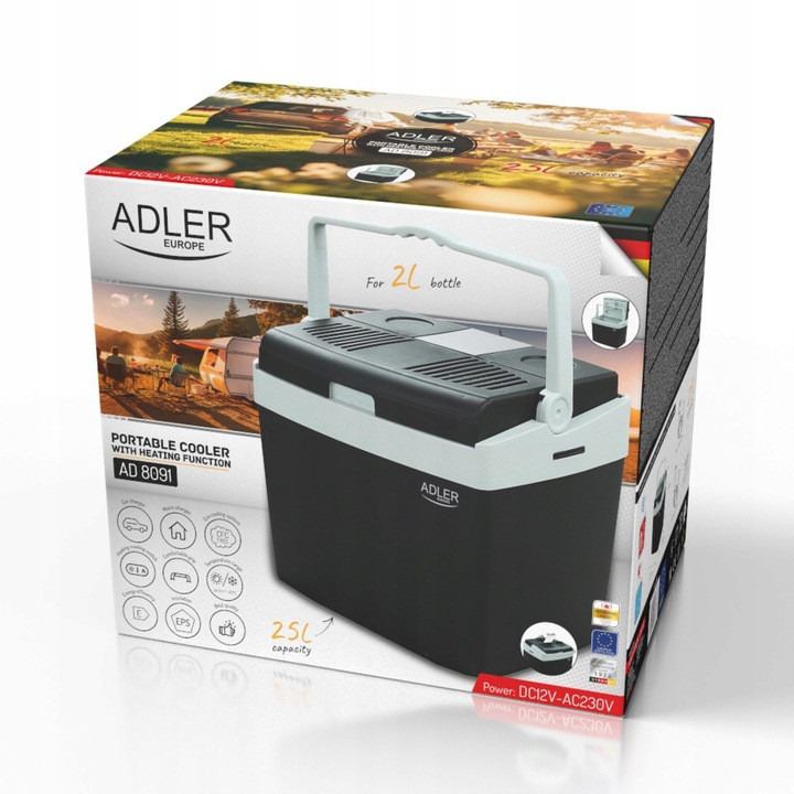 Туристичний автомобільний холодильник 25 літрів 12 / 220 В Adler AD (8091) Black Нововолинськ - фото 10