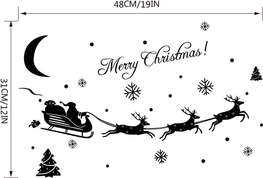 Новогодние наклейки на окна Олени 48 на 31 см черный Киев - изображение 3