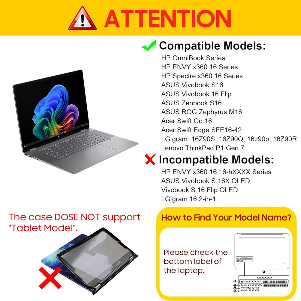 Защитный чехол Fintie для 16-дюймового HP OmniBook X Flip 16, ASUS Vivobook S16 S5606, Acer Swift Go 16, LG gram 16Z90S Днепр - изображение 2