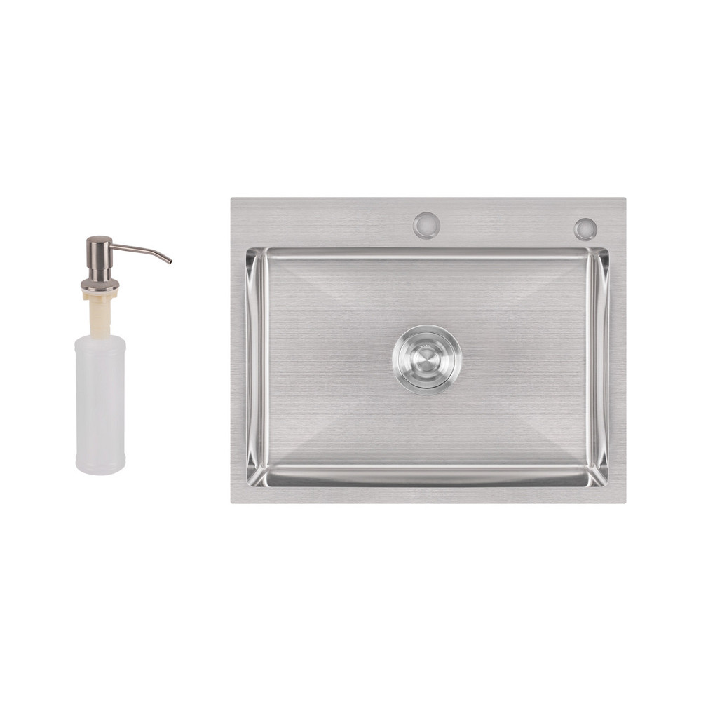 Мийка для кухні інтегрована Lidz Handmade H5845 (LDH5845BRU35384) Brushed Steel 3,0/1,0 мм Київ - фото 1