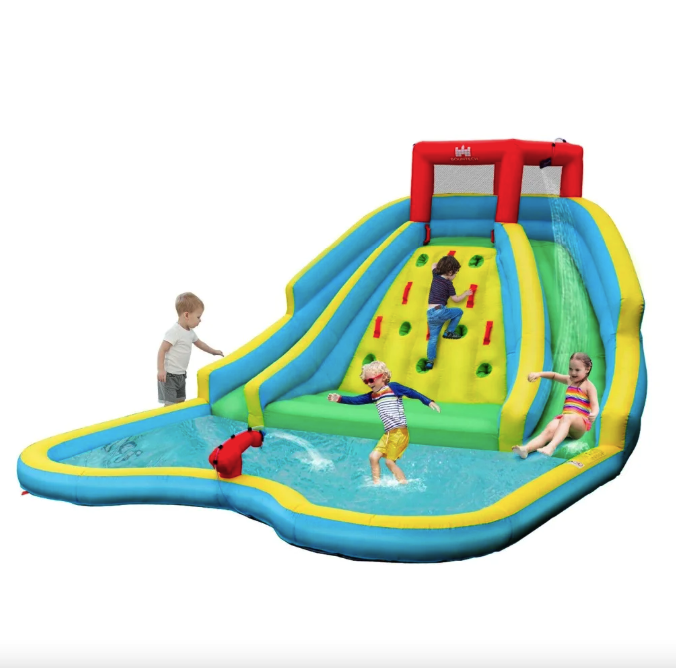 Надувна водна гірка Costway Summer зі стійкою для скелелазіння двостороння Київ - фото 2