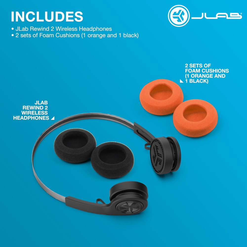 Бездротові накладні навушники JLab Rewind 2 Retro, Bluetooth Multipoint, EQ3, Google Fast Pair, 20+ годин, чорні Київ - фото 8