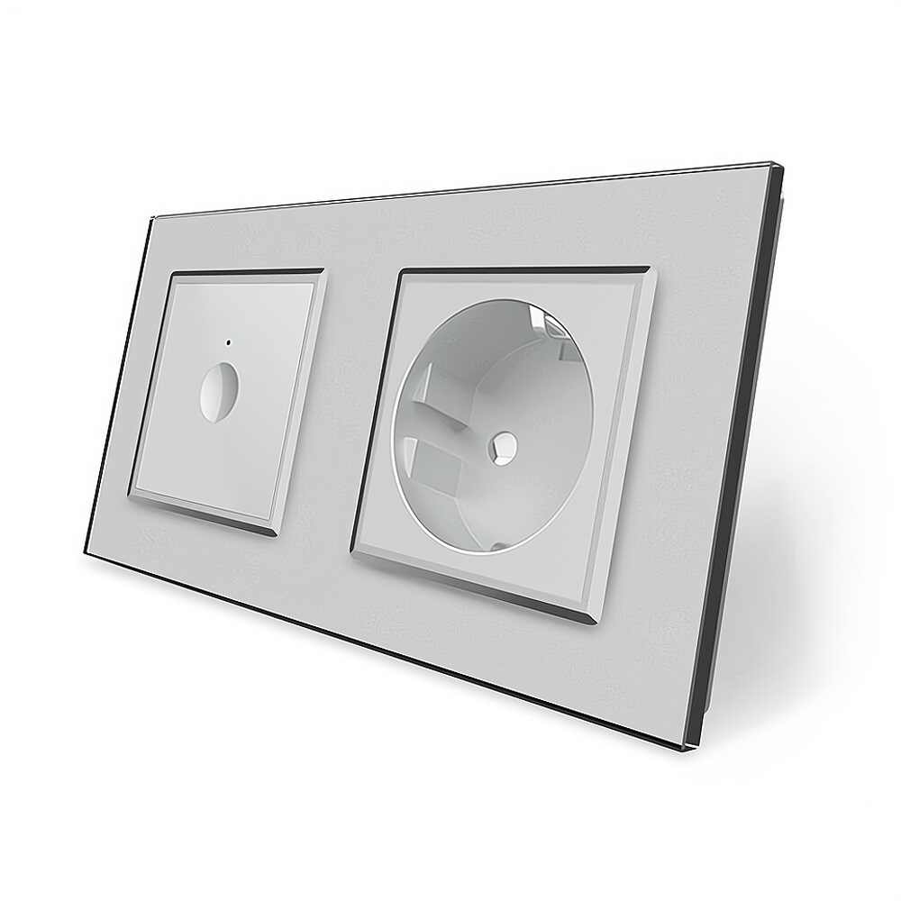 LIVOLO Сенсорний прохідний/перехресний вимикач Sense 1 сенсор 1 розетка Livolo сірий скло (VL-C Коломыя - изображение 8