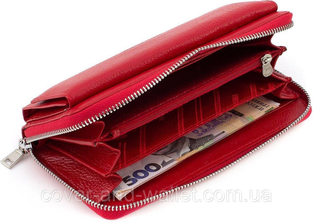 Великий жіночий гаманець клатч на змійці та магнітах червоного кольору Marco Coverna MC 6054 Київ - фото 8