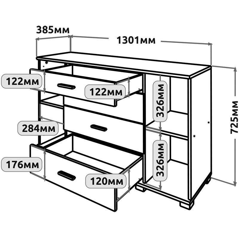 Комод для гостиной Эверест Бриз К-6 (телескопы) 130х38х72.5 Дуб сонома/Белый (DTM-073867) Львов - изображение 6
