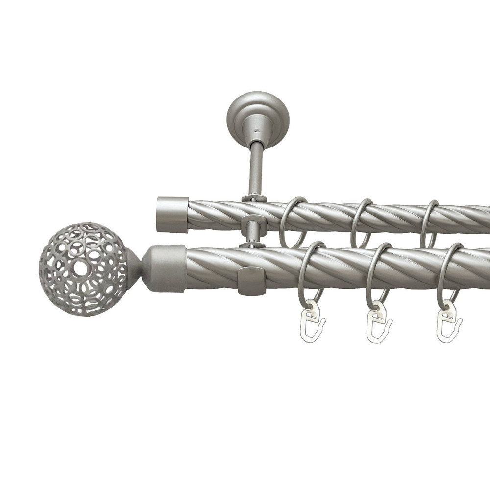 Карниз Orvit Савона металевий дворядний відкритий скручена труба кільце металеве Сатин 25\19 мм 240 см Львов - изображение 1