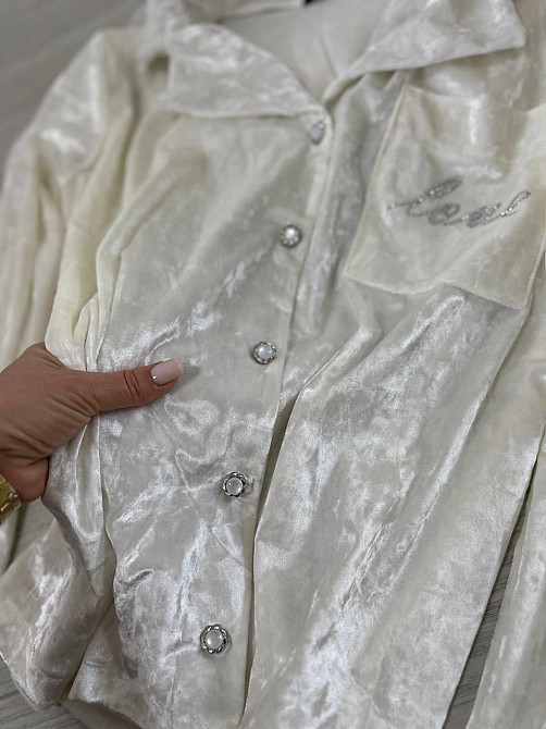 Жіноча домашня повсякденна піжама з мармурового велюру Молочний, 46/48 Одеса - фото 2