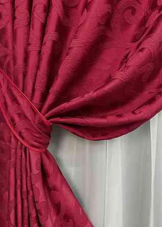 Комплект готовых штор VR-Textil Жаккард № 1739ш Рубиновый 150х285 см 2 шт (33-0641) Киев