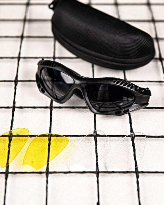 Тактические защитные очки с сменными линзами, вентилируемые black ПП7828 Одесса - изображение 2