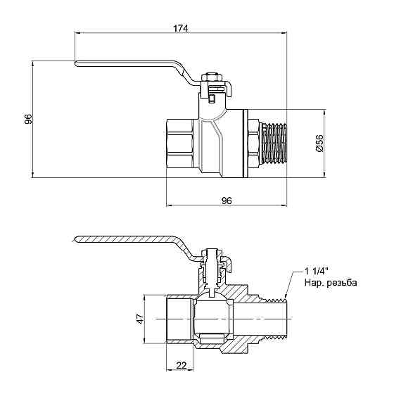 Кран кульовий Thermo Alliance Forte 1 1/4 ВН для води (ручка) SF605W32 Київ