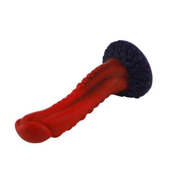 Фалоімітатор для секс-машин Hismith 8.35″ Curved Silicone Dildo Red Monster Series, система KlicLok Sex Aura Київ
