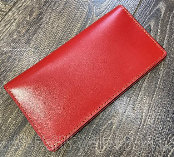 Тонкий женский купюрник красного цвета ручной работы ST Leather Киев - изображение 1