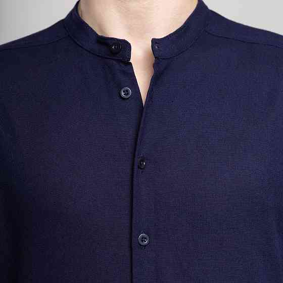 Мужская весенняя рубашка с длинным рукавом темно-синяя Pobedov Orion Киев