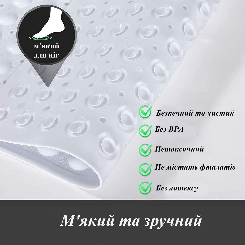 Силиконовый коврик противоскользящий Bathlux на присосках для ванны и душа, квадратный 53х53 см  Белый Каменец-Подольский - изображение 2