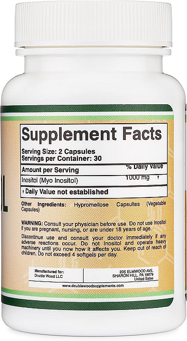 Инозитол Double Wood Supplements Inositol 1000 mg 60 capsules Луцк - изображение 2