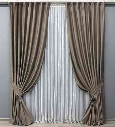 Комплект готових штор VR-Textil Оксамит (бархат) № 1655ш Какао 200х290 см 2 шт (32-077) Київ
