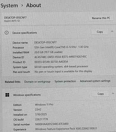 Intel i5-1235U 20GB/512GB 15.6