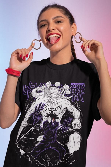 Футболка чоловіча з аніме принтом Магічна битва оверсайз (S/M/L) Чорний AnimeJ0993 Дніпро - фото 2