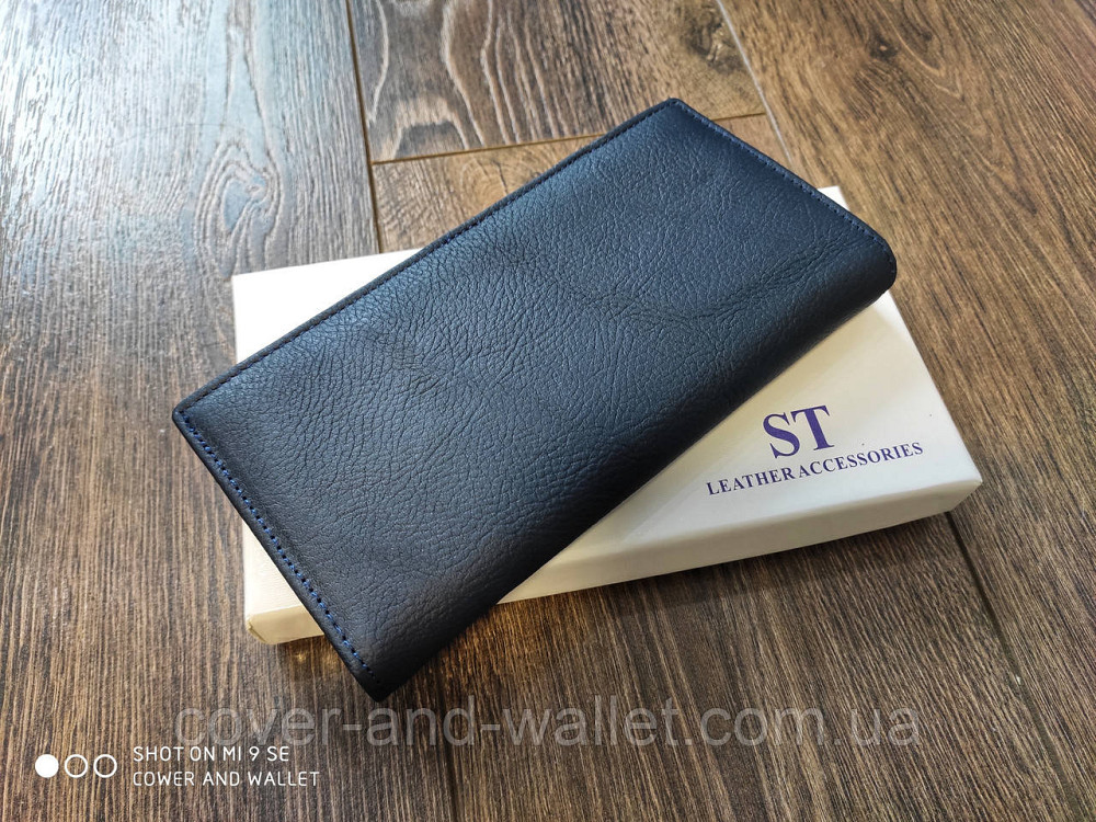Стильний чоловічий шкіряний купюрник синього кольору ST Leather Київ - фото 5