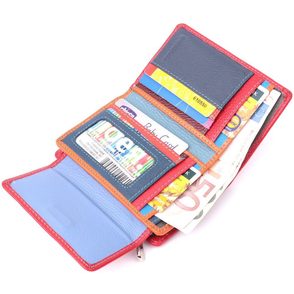 Яскравий гаманець для жінок із натуральної шкіри Червоний (ST Leather) Київ - фото 1