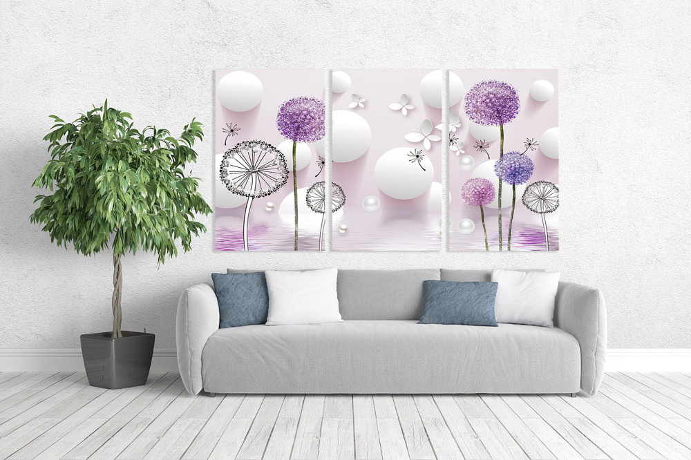 Модульна картина у вітальню/ спальню  Квіти  ART-070_3A 70х130 см Київ - фото 2