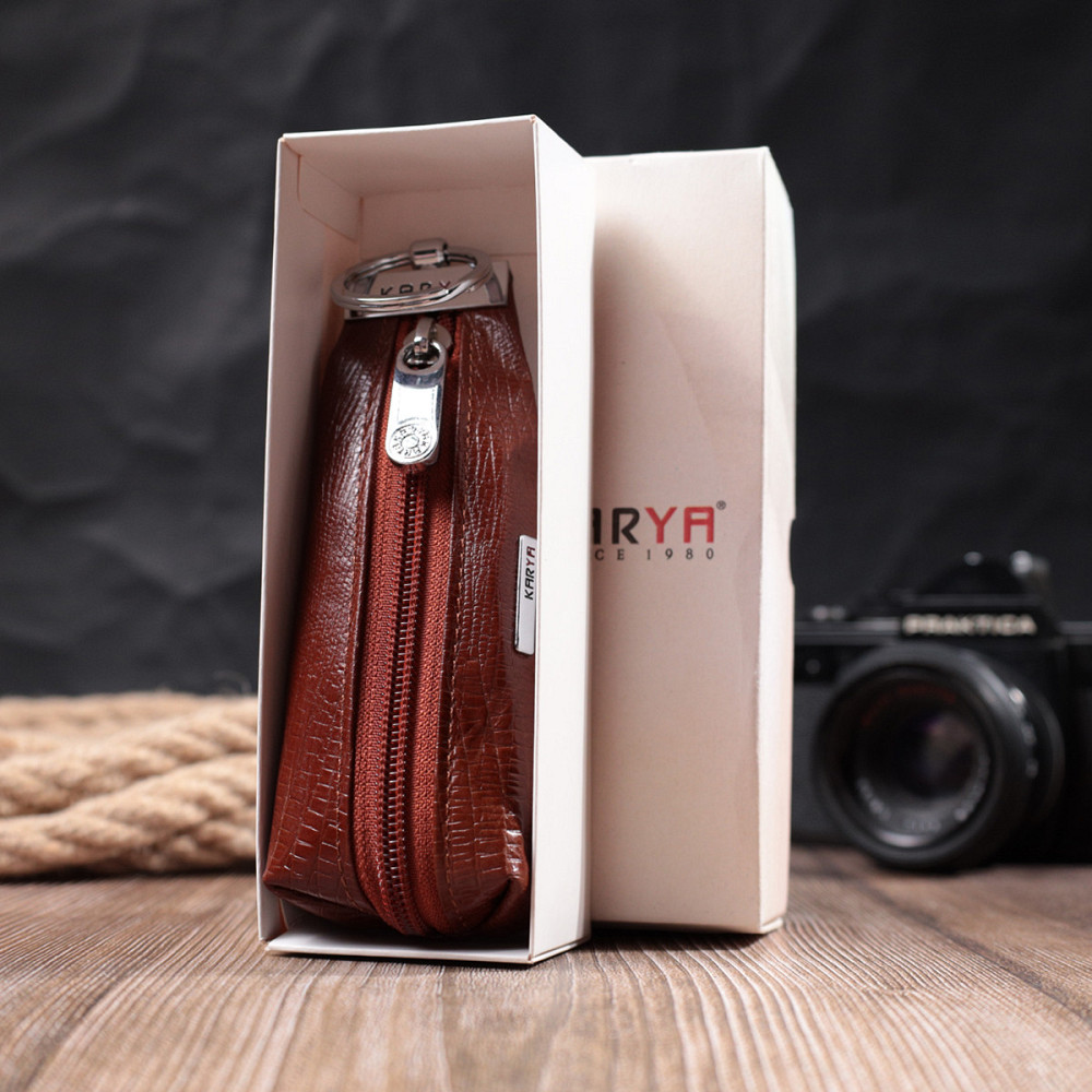 Стильная ключница из фактурной натуральной кожи KARYA 22822 Рыжий Киев - изображение 10