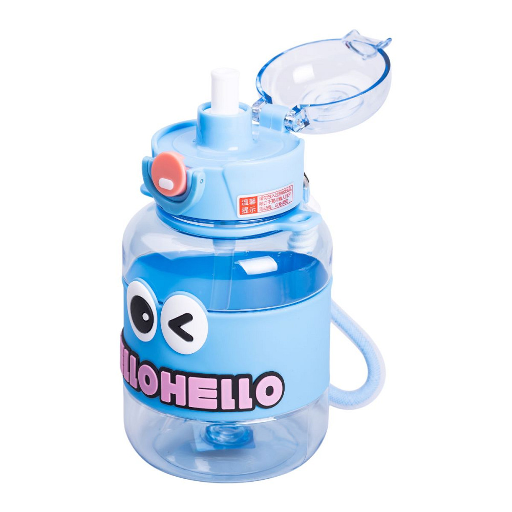 Пляшка для води дитяча з трубочкою 680 мл з ручкою та ремінцем Синя HP-14-46BL Коломыя - изображение 3