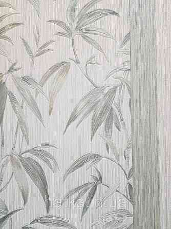Шпалери вінілові на паперовій основі Zambaiti C88140 ABITAT бамбук листя світло-зелені на бежевому фоні Київ