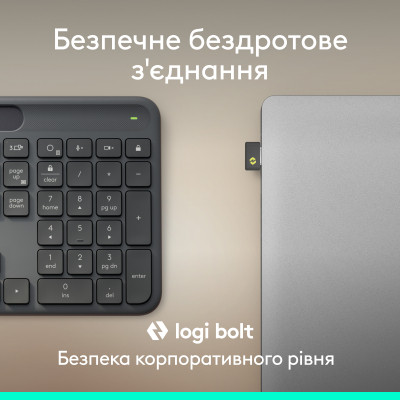 Клавіатура Logitech Slim Solar+ for Business Wireless/Bluetooth Graphite (920-013779) Вінниця - фото 7