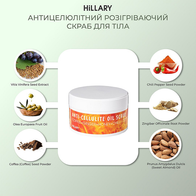 Антицелюлітний масажний набір + Розігріваючий скраб для тіла Hillary Вінниця - фото 8
