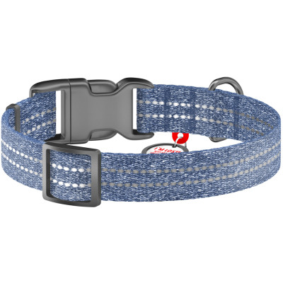 Ошейник для животных WAUDOG Re-cotton с QR паспортом светоотражающий Ш 25 мм Д 37-58 см синий (029412) Винница - изображение 2