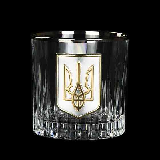 Набір для віскі Boss Crystal Гербовий з трезубом 7 предметів (графін + 6 келихів) Кришталь Вінниця