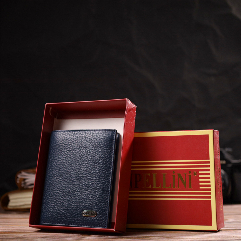 Чоловічий компактний гаманець із натуральної шкіри флотар CANPELLINI 21872 Синій Київ - фото 10