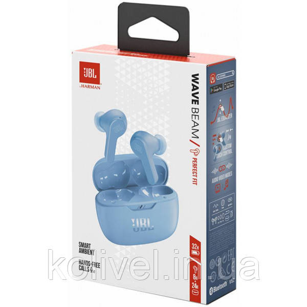 Навушники з мікрофоном JBL TWS Wave Beam Blue JBLWBEAMBLU (JBLWBEAMBLU) Киев - изображение 7
