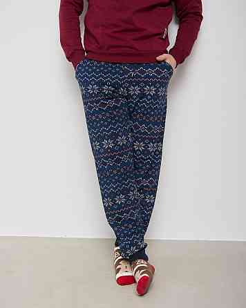 Чоловіча тепла піжама — Байка — штани в орнамент — Family look для пари Tom John 93430 Київ