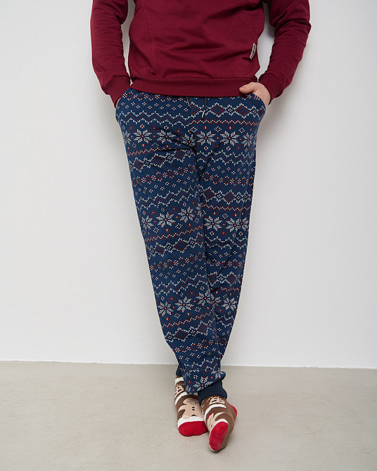 Чоловіча тепла піжама — Байка — штани в орнамент — Family look для пари Tom John 93430 Київ - фото 3